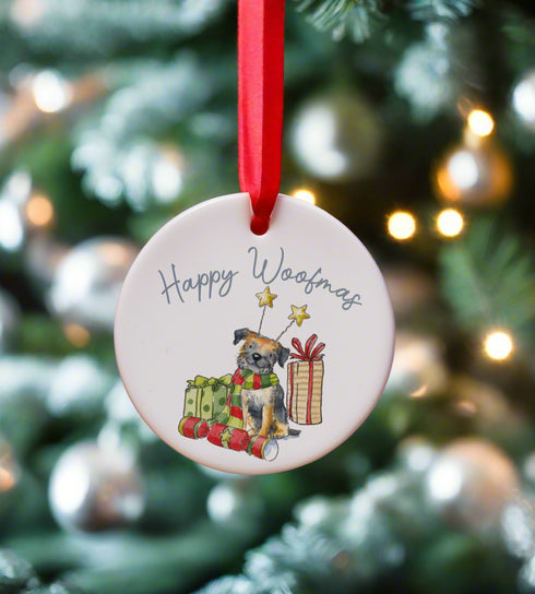 Border Terrier Ceramic Circle Decoration